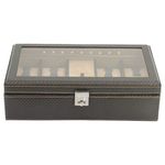 WATCH BOXES Friedrich|23 Ref. 32059-3 Carbon LED light, dark brown - beige, exhibition glass top, 9 watches